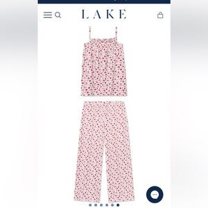 Lake Pajamas Pima Ruffle Pants Set L